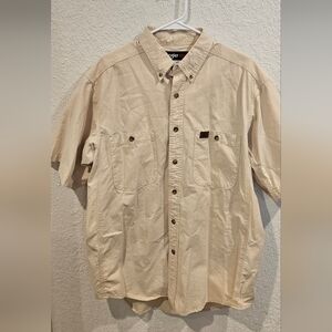 Wrangler Riggs Workwear Men's Button Down Short Sleeve Cream Shirt